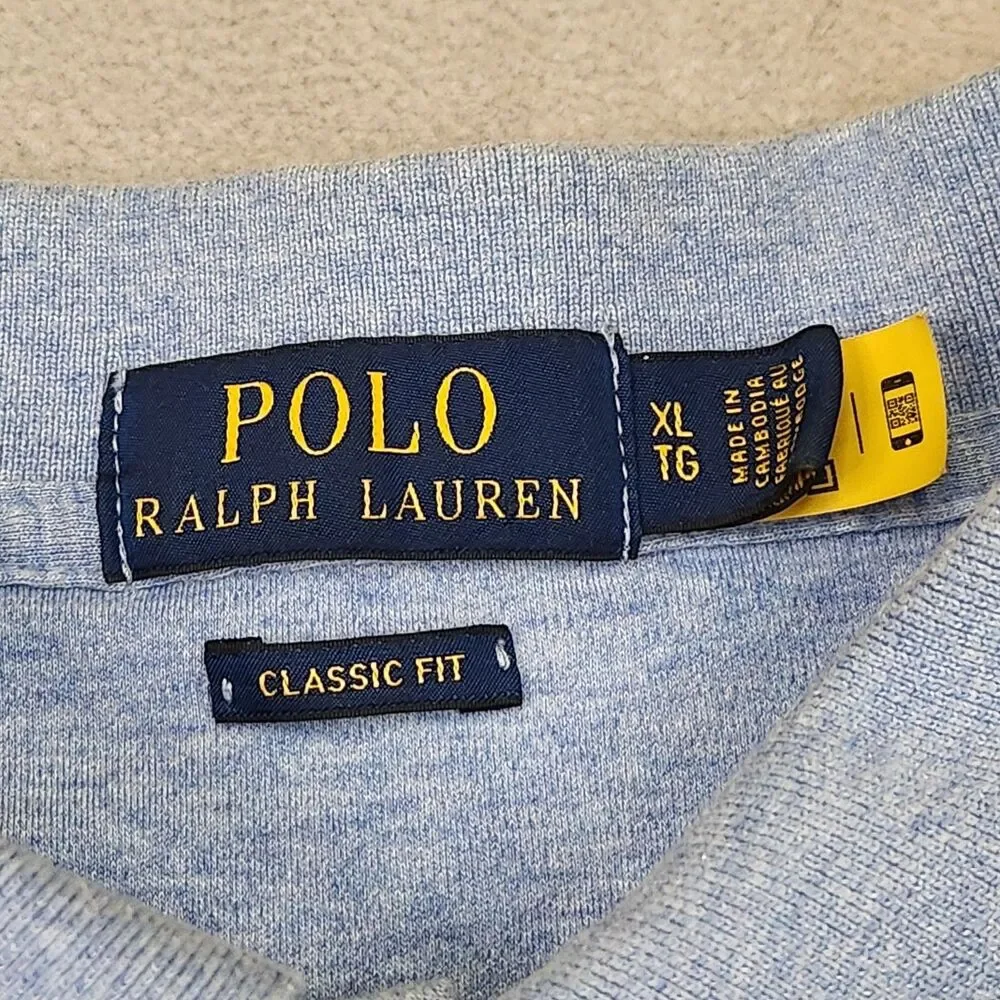 Polo Ralph Lauren Long Sleeve Polo Shirt Men's XL Light Blue Classic Fit Stretch